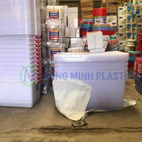 Thùng Nhựa Vuông Có Nắp 120 Lít