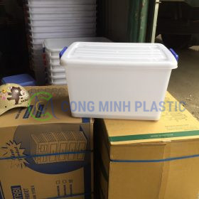 Thùng Nhựa Vuông Có Nắp 55 Lít