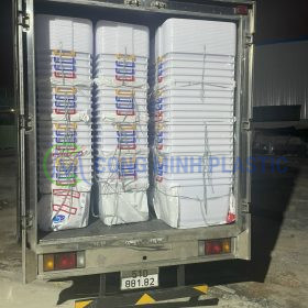 Thùng Nhựa Vuông Có Nắp 90 Lít