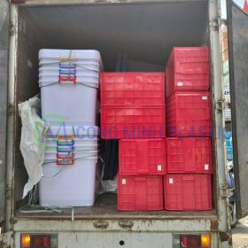 Thùng Nhựa Vuông Có Nắp 55 Lít