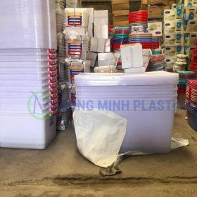 Thùng Nhựa Vuông Có Nắp 55 Lít