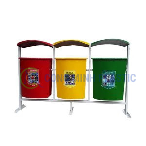 Thùng Rác Nhựa Composite Treo 3 Ngăn