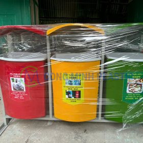 Thùng Rác Nhựa Composite Treo 2 Ngăn