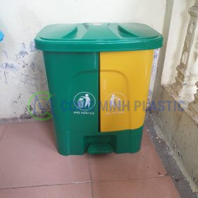 Thùng Rác Nhựa Đạp Chân 2 Ngăn 40 Lít