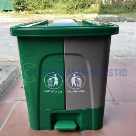 Thùng Rác Nhựa Đạp Chân 2 Ngăn 40 Lít