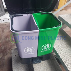 Thùng Rác Nhựa Đạp Chân 2 Ngăn 40 Lít