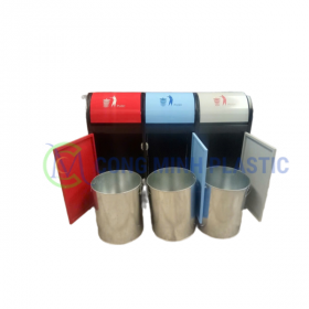 Thùng Rác Thép 3 Ngăn