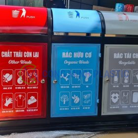 Thùng Rác Thép 3 Ngăn