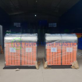 Thùng Rác Thép Giả Gỗ 2 Ngăn