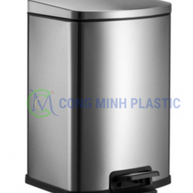 Thùng Rác Inox Đạp Chân Vuông CM02