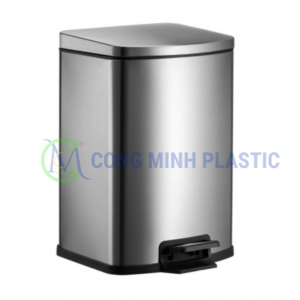 Thùng Rác Inox Đạp Chân Vuông CM02