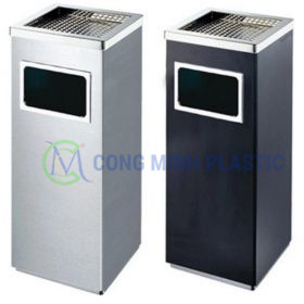 Thùng Rác Inox Gạt Tàn Vuông CM02