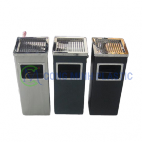 Thùng Rác Inox Gạt Tàn Vuông CM02