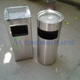 Thùng Rác Inox Gạt Tàn Vuông CM02