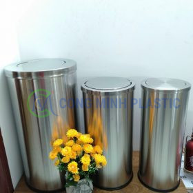 Thùng Rác Inox Nắp Lật 80 Lít