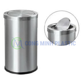 Thùng Rác Inox Nắp Lật 60 Lít