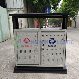 Thùng Rác Thép 2 Ngăn Ngoài Trời