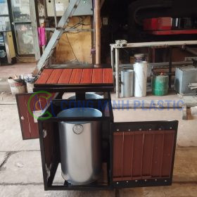 Thùng Rác Thép 2 Ngăn Ngoài Trời