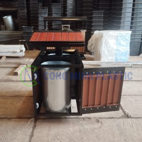 Thùng Rác Thép Giả Gỗ 2 Ngăn Ngoài Trời