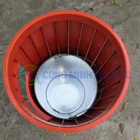 Thùng Rác Thép Giả Gỗ Tròn CM01