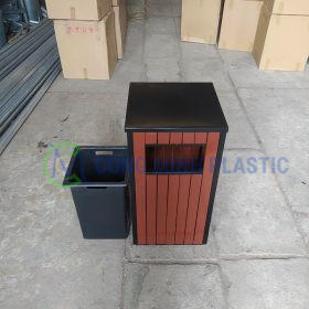 Thùng Rác Thép Giả Gỗ Vuông CM02