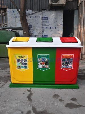 thùng rác composite phân loại rác 3 ngăn